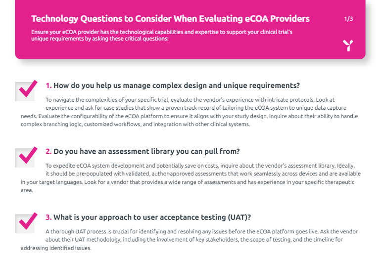 eCOA checklist, technology questions to ask