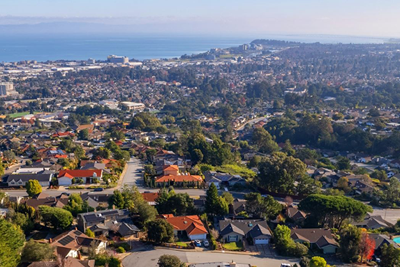 Burlingame CA cityscape