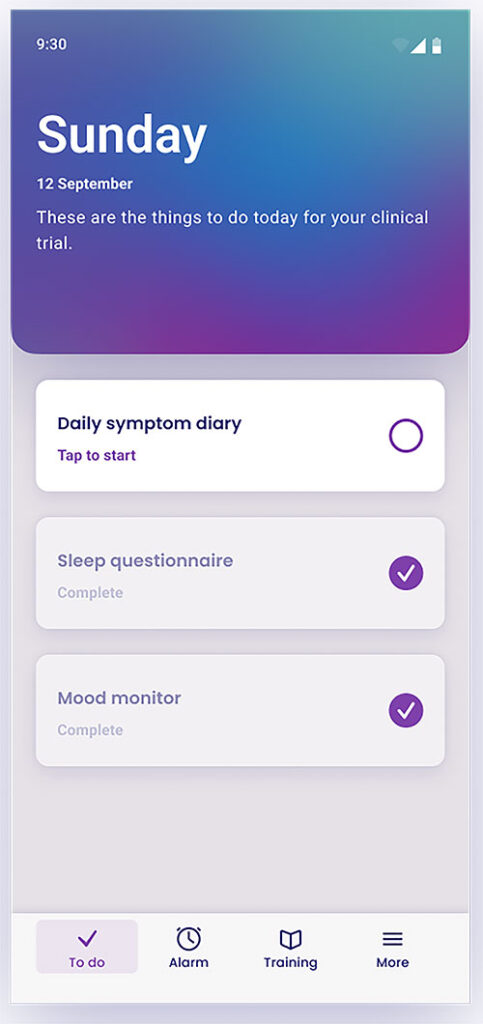 eCOA App Patient Menu